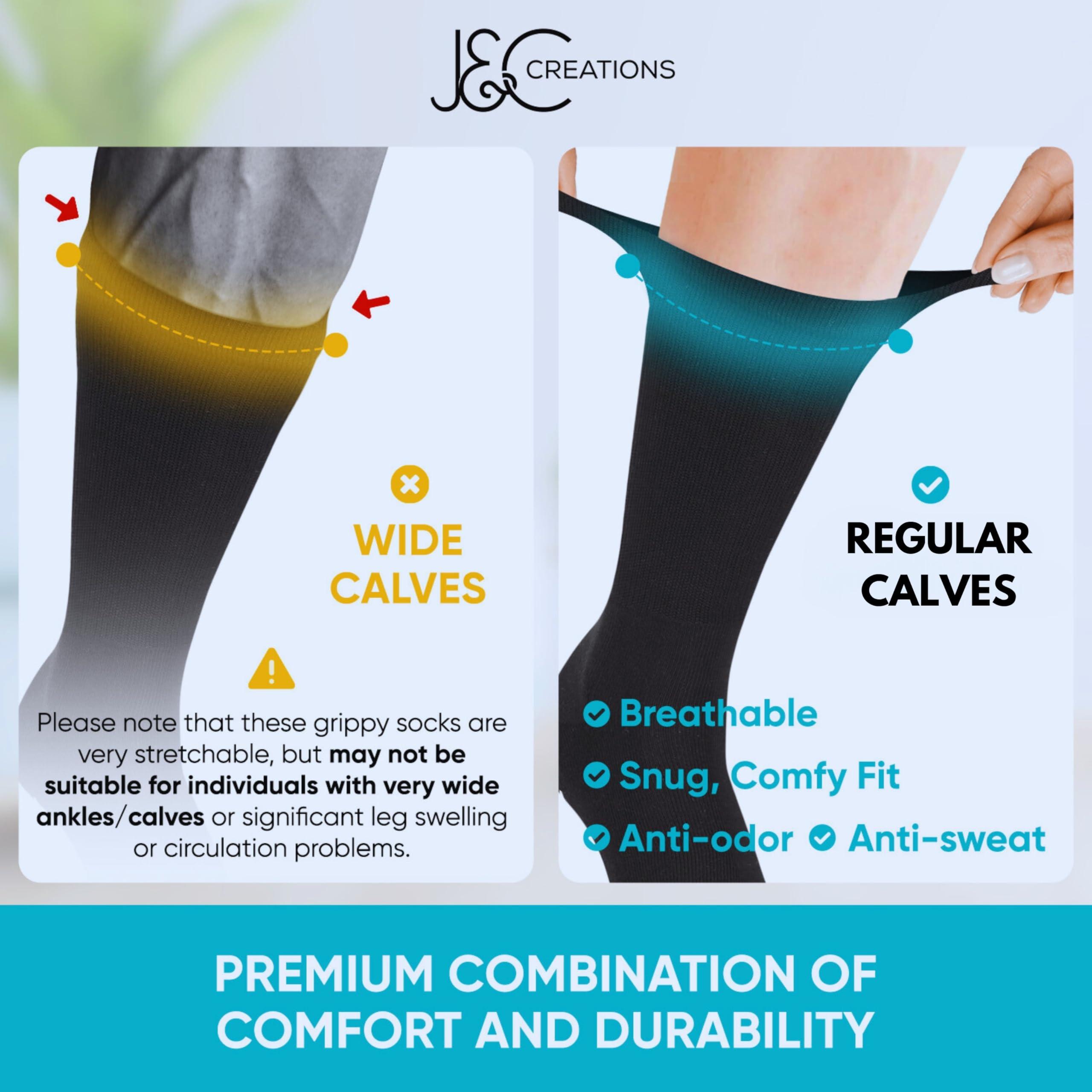 J&C Creations Premium Non Slip Socks Mens - Grip Socks Men Size 10-13 - Hospital Socks For Men With Grips - Non Skid Socks For Men Seniors Elderly - Gripper Socks For Men - 80% Viscose Bamboo Grip Socks - 4 Pairs