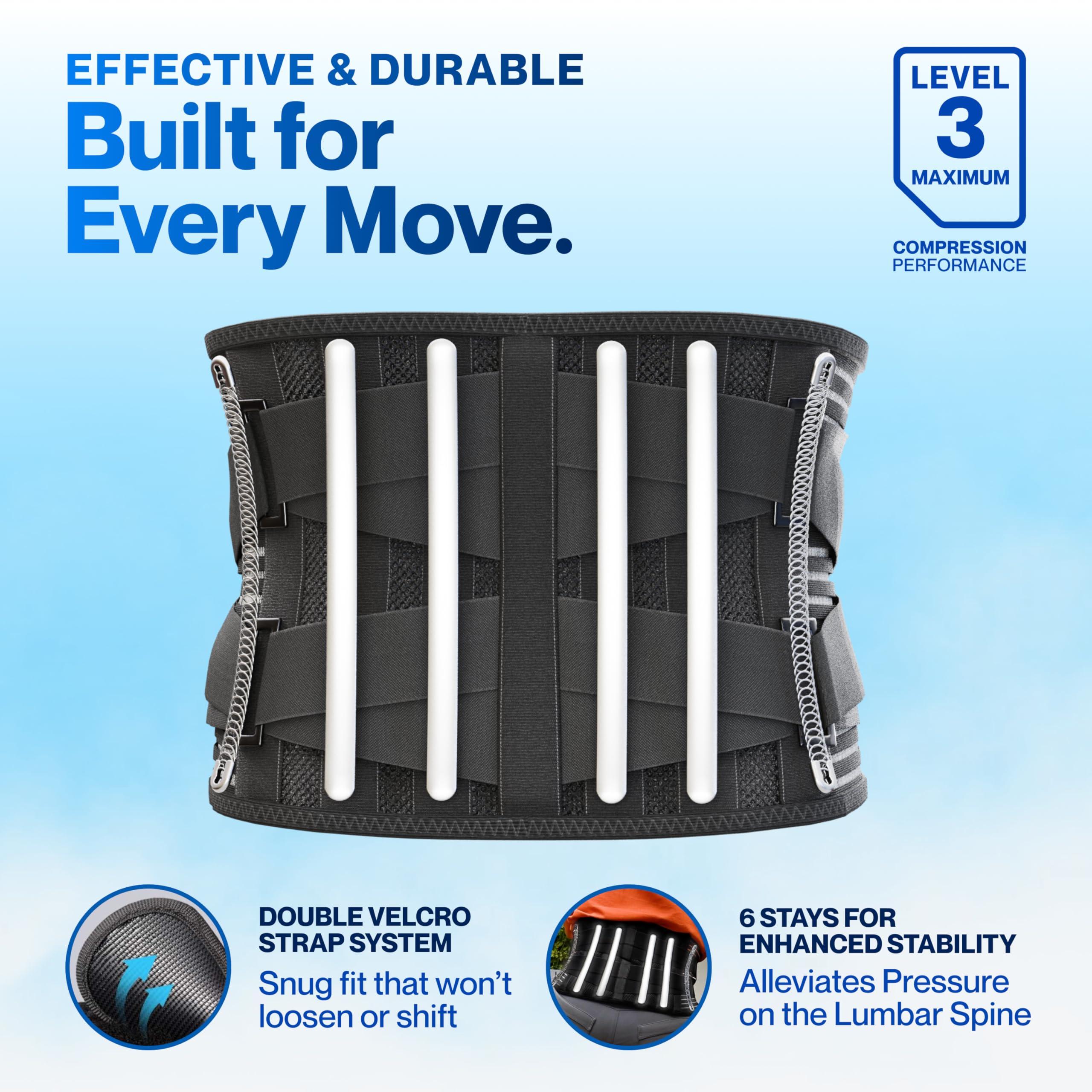Modvel Modvel Back Braces for Lower Back Pain Relief with 6 Stays, Breathable Back Support Belt for Men/Women for work, Anti-skid lumbar support belt with 16-hole Mesh for sciatica (M)