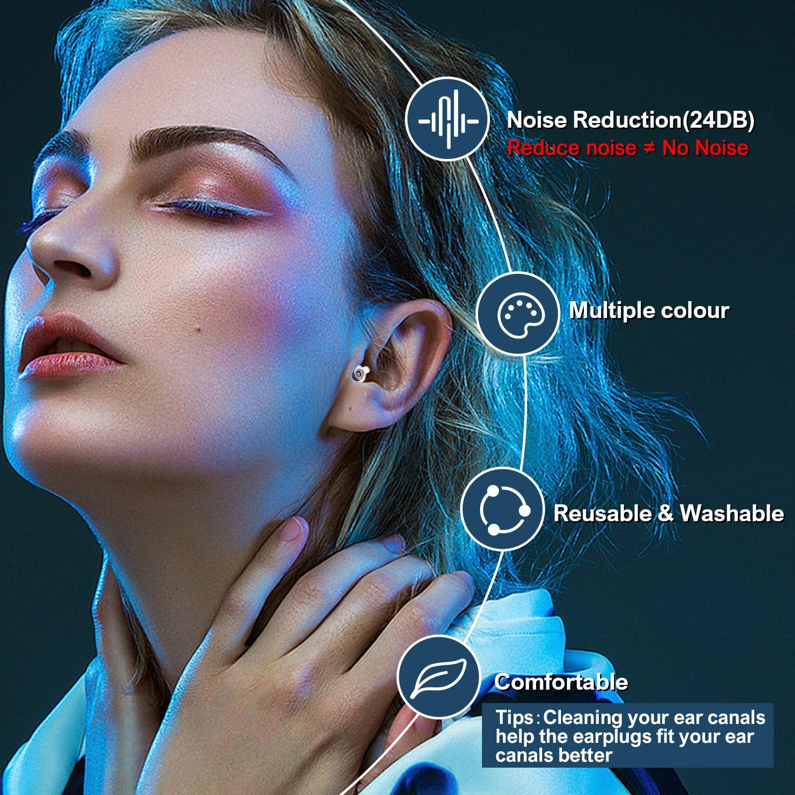 YomauiYee High Fidelity Concert Earplugs for Concerts MusiciansEarplugs for noise reduction24db Advanced Filter Technology Ear Protection for Music Festivals,DJ\'s, Nightclub, Drummers - 2 PairsBlack