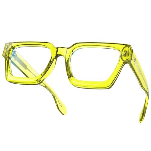 VISOONE VISOONE Enhanced Version Rectangle Chic Preppy Look Blue Light Blocking Glasses for Women Men RIVER-LIGHTER
