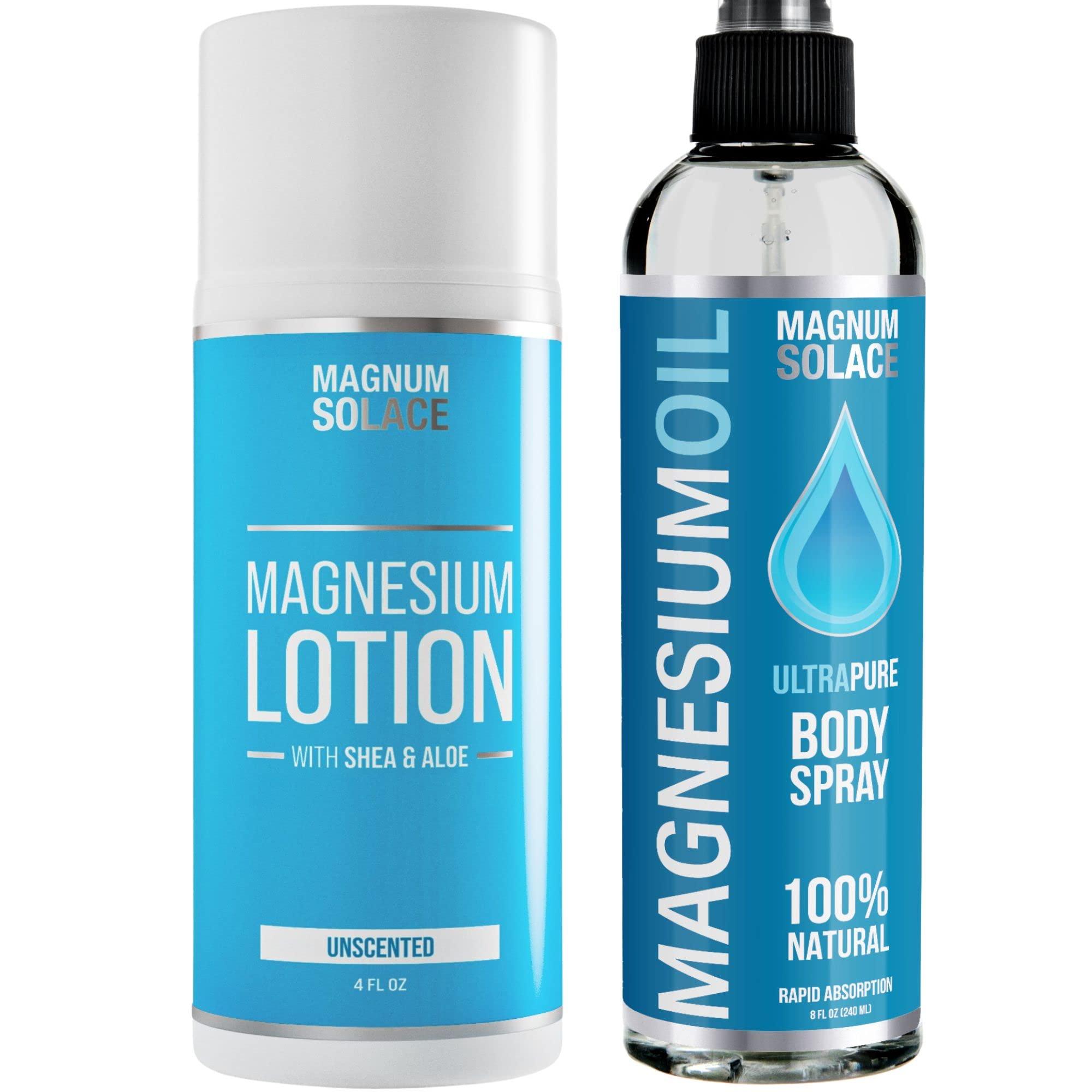 Magnum Solace Magnesium Lotion and Magnesium Oil Spray (2 Item Bundle)