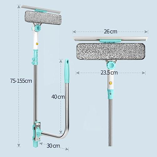 Generic Window Cleaner Squeegee, External Window Washer U Shape Window Cleaner Window Squeegee with Long Handle for Car Windshield Tiles Wall Clean (Horizontal Head)