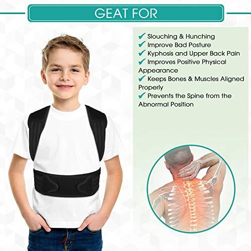 VINGVO Back Posture Corrector for Kids and Teens, Adjustable Upper Back Brace Clavicle Support Brace with Soft Shoulder Pads and Elastic Belts for Thoracic Kyphosis, Improve Slouching and Humpback - L