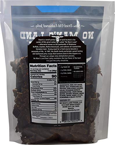 NO MANS LAND BEEF JERKY No Man’s Land BLACK PEPPER Beef Jerky High Protein Low Calorie Low Carb Beef Snack 16oz Bag
