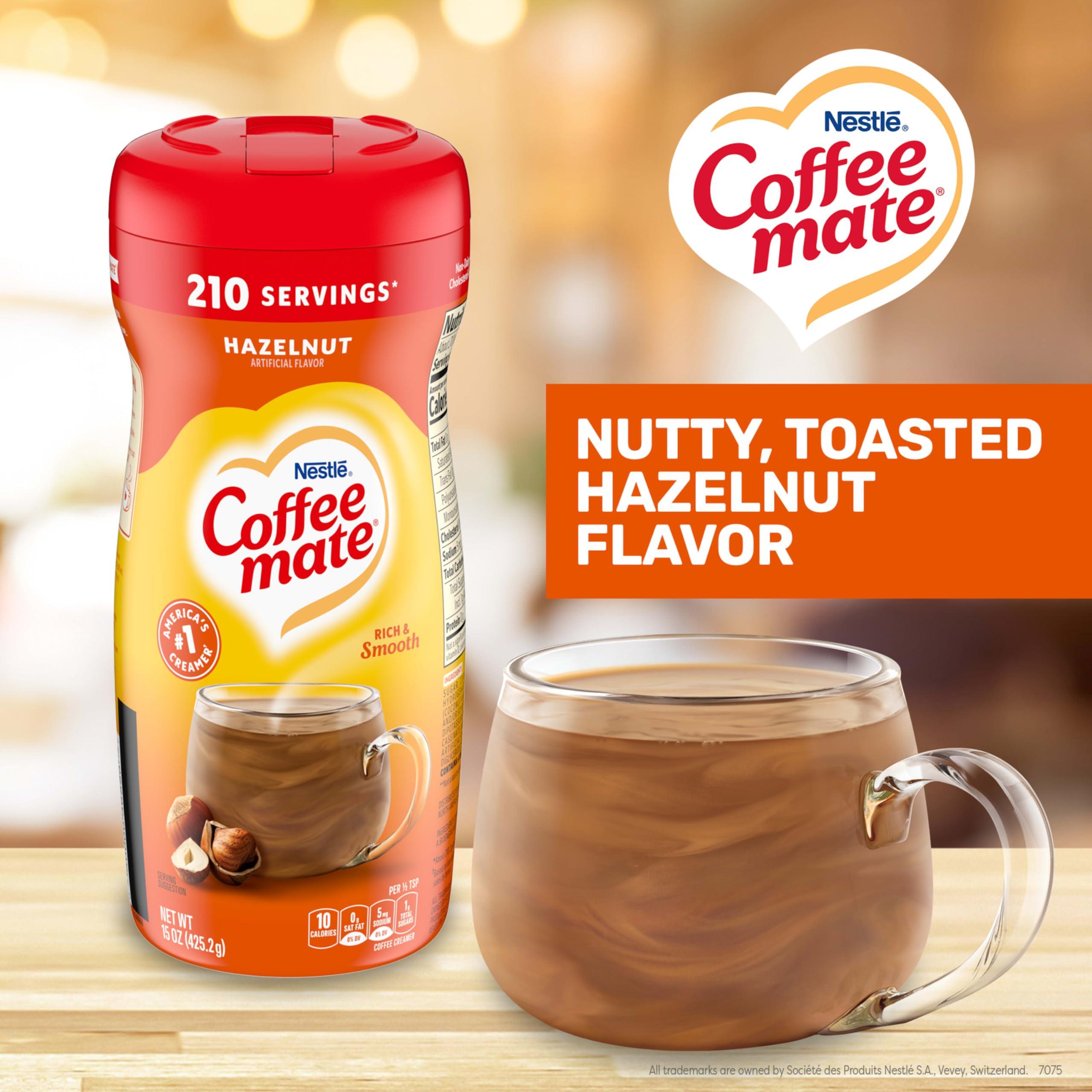 Coffee mate Nestle Coffee mate Coffee Creamer, Hazelnut, Non Dairy Powder Creamer, 15 oz Canister (Pack of 12)