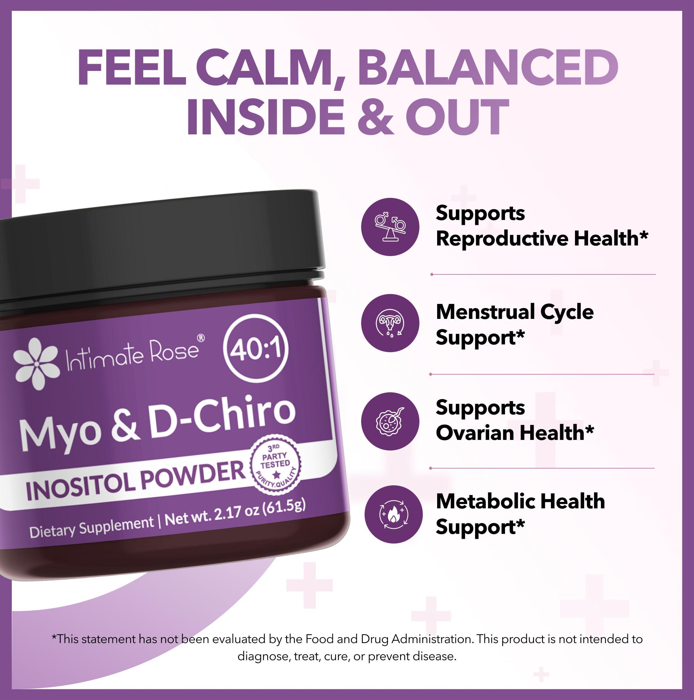 Intimate Rose Intimate Rose Inositol Supplement for Women Powder - Myo-inositol & D-Chiro Inositol - Hormonal Balance & Healthy Ovarian Function Support for Women - Ideal 40:1 Ratio - Made in USA