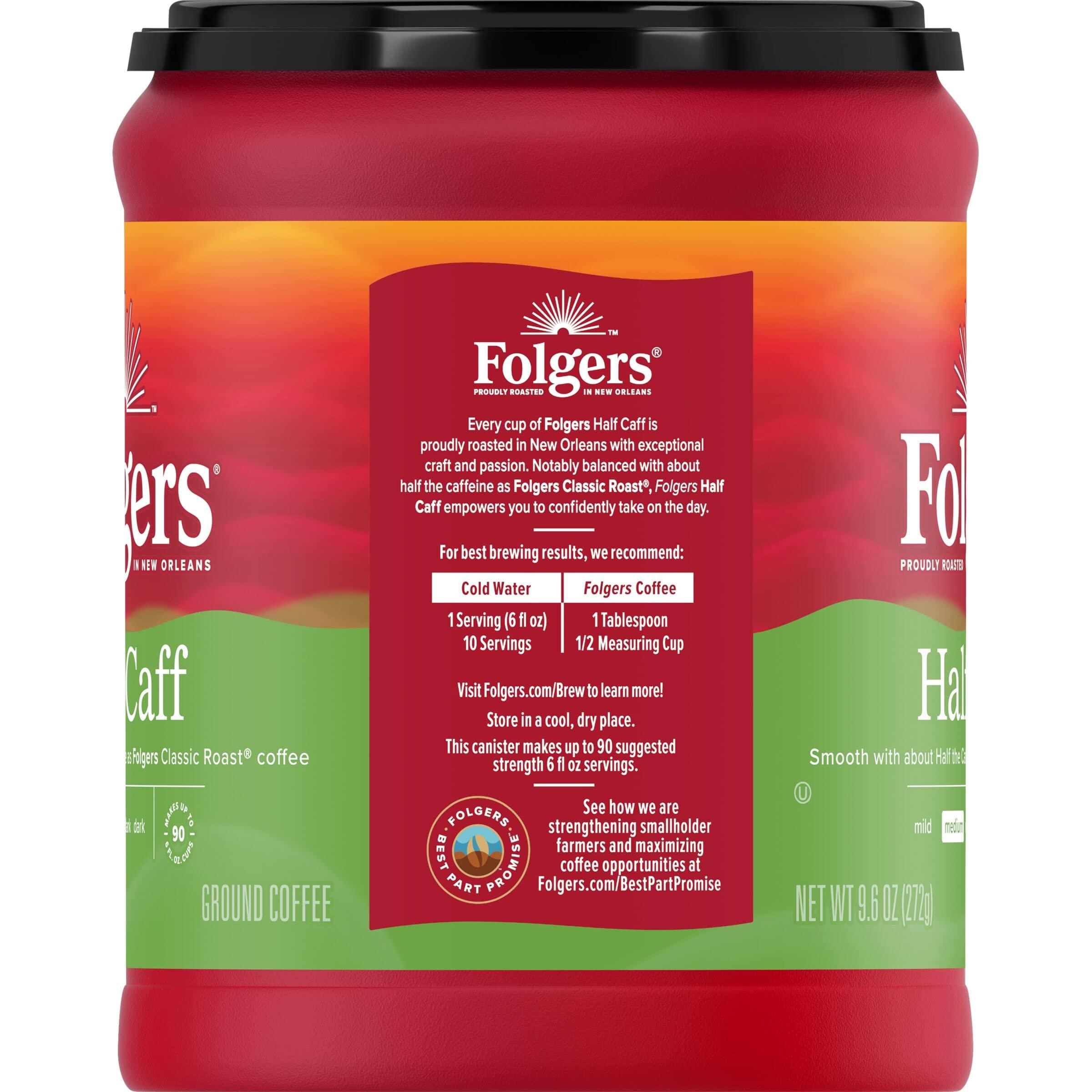 Folgers Folgers Half Caff Ground Coffee, Medium Roast, 9.6 Ounce