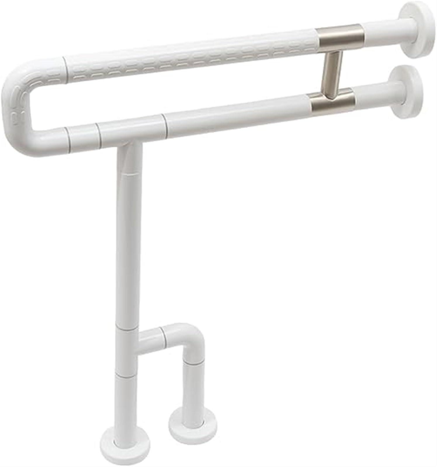 GeRRiT GeRRiT 23.6 Inch Handicap Grab Bars Toilet Bathroom Safety Handrails for Elderly Stainless Steel Toilet Rail Hand Rail Support for Seniors Disabled Railing Wall to Floor Grab Bar Load 551lbs White