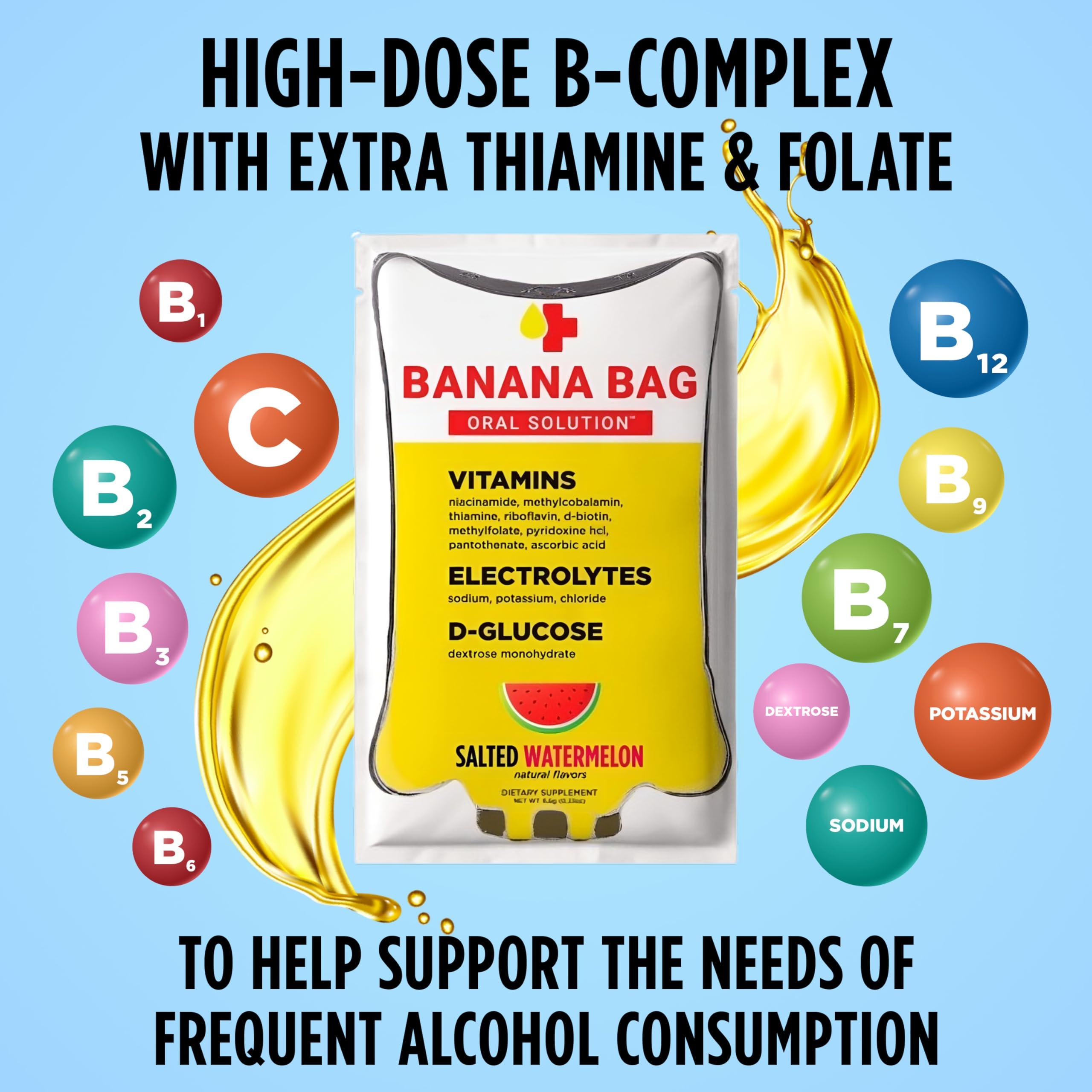 Banana Bag Oral Solution Banana Bag Oral Solution Packets Salted Watermelon 5pk | A Refreshing Blend of Electrolytes, Vitamin C, and B-Complex for Hydration and Energy. Convenient, Easy-to-Mix, and Perfect for Daily Use.