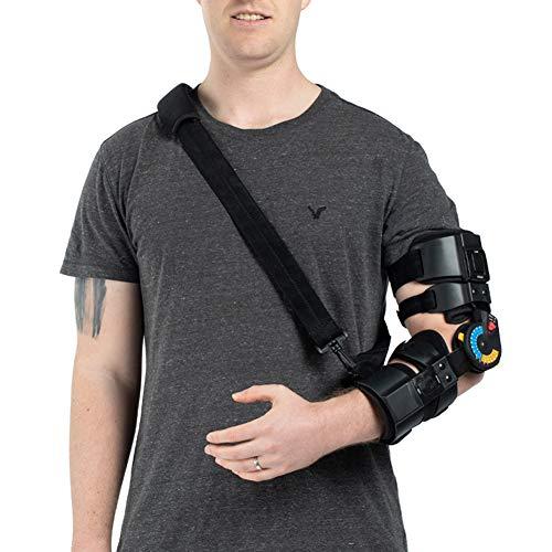 Hinged ROM Elbow Brace with Strap, Post OP Elbow Brace Stabilizer Splint Arm Orthosis Injury