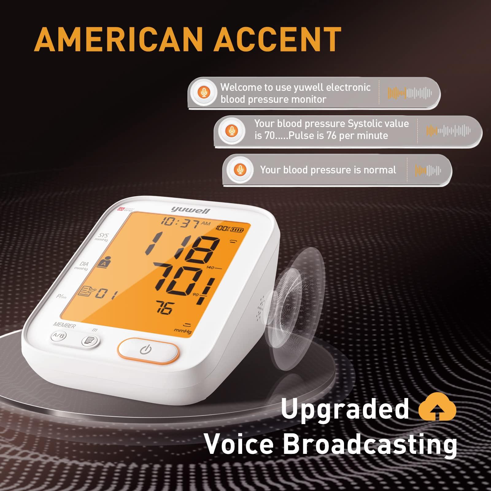 yuwell yuwell Blood Pressure Monitors/Machine for Home Use, Automatic Digital BP Cuff 17.7 inch, Largest Backlit Display, AC Adapter, 2-Users, 198 Recordings,Style 680 Series