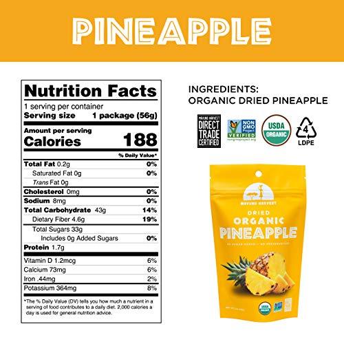 Mavuno Harvest Mavuno Harvest Pineapple Dried Fruit Snacks | Organic Dried Pineapple Chunks| Gluten Free Healthy Snacks for Kids and Adults | No Sugar Added, Vegan, Non GMO, Direct Trade | 2 Ounce, Pack of 3