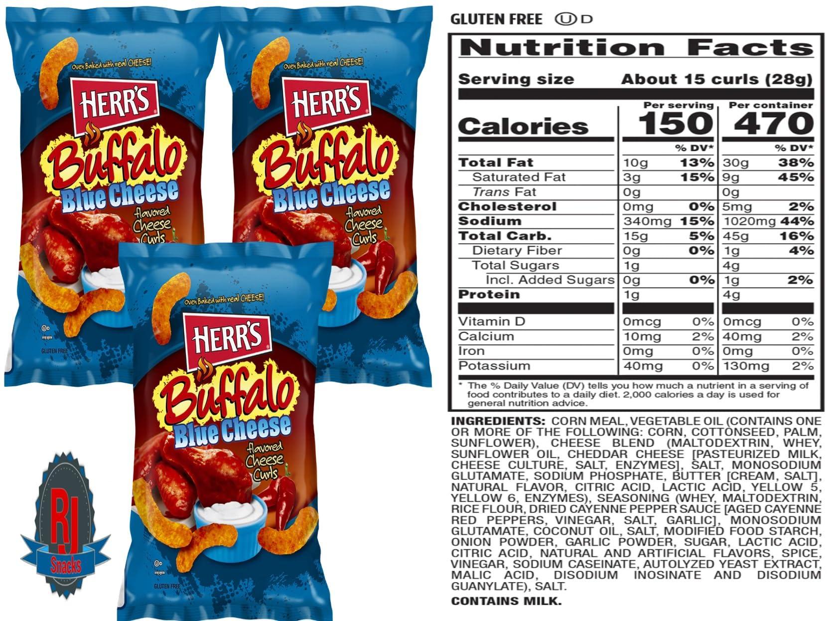RJ SNACKS LLC Herr`s Buffalo Blue Cheese Curls, 2.75 OZ (Curated by RJ Snacks Value Pack) (12)