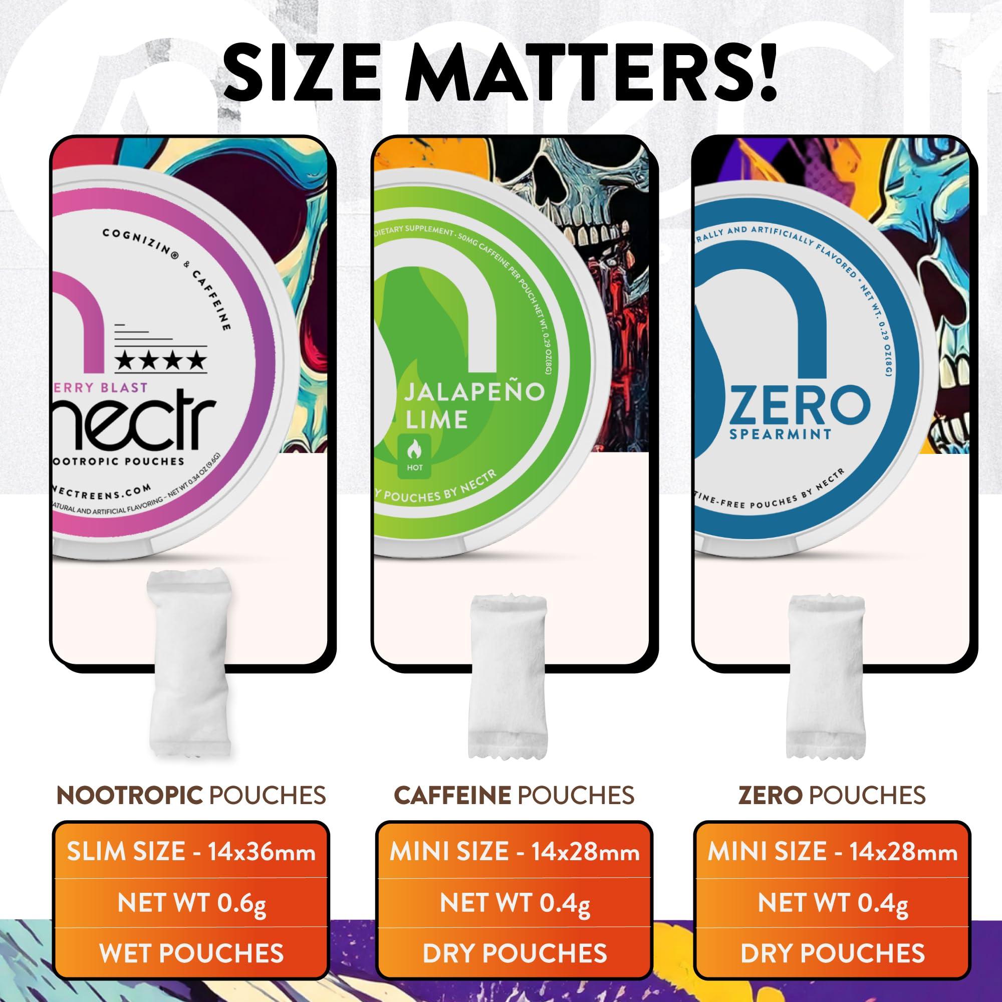 Nectr Nectr Nootropic Energy Pouches, Focus & Energy, Iced Mango, Cognizin 62.5 mg, Caffeine 30 mg, 16 Pouches, Neuro Support, Sugar Free, 5 Pack of Cans