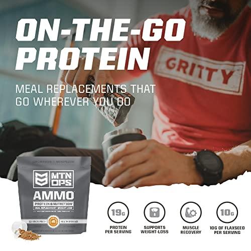 MTN OPS MTN OPS Ammo Protein Powder Meal Replacement Shake for Lean Muscle Building, Strawberries & Cream Flavor, 28 Servings