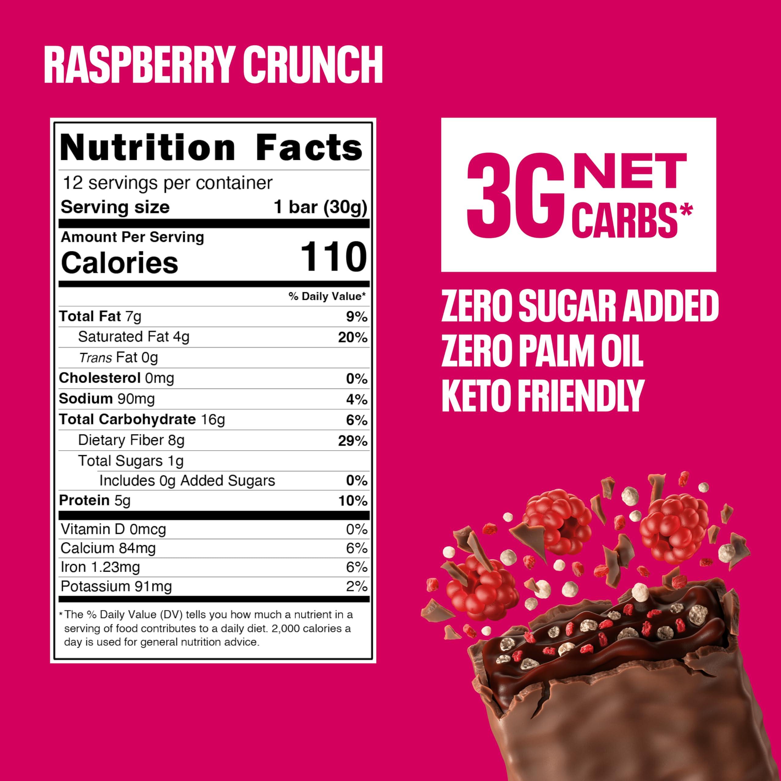 NEOH NEOH Raspberry Bars - Keto Chocolate Dipped Candy Bar, Gluten-Free Low-Calorie, Low-Carb, Plant-Based, High-Fiber Snacks, No Added Sugar, 1 Ounce Individually Wrapped Bars, 24 Pack
