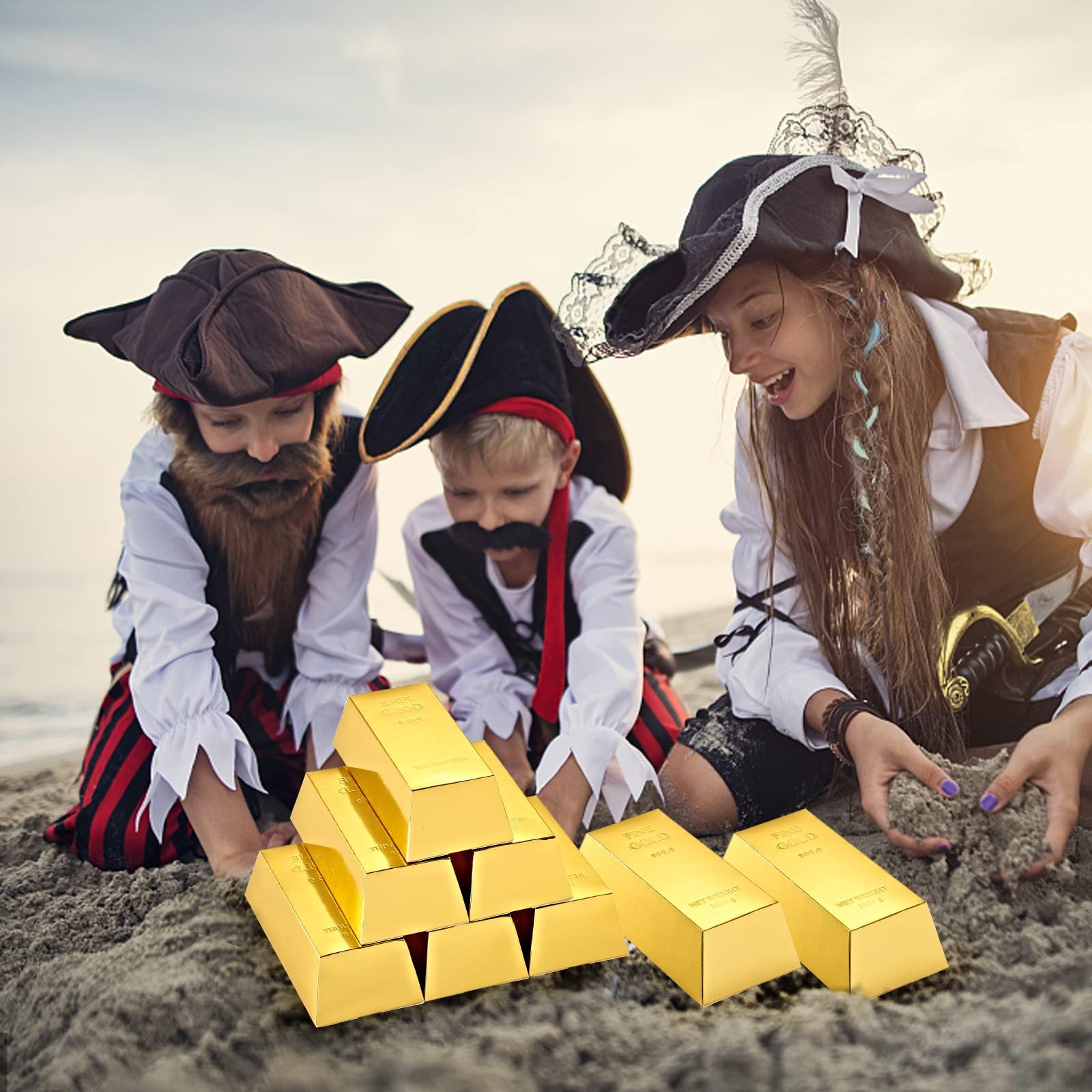 UnicoPak UnicoPak 90 Pack Gold Bar Gift Boxes Party Favors Treasure Hunt Chocolate Coins Candy Treat Boxes for Pirate Casino Golden Birthday Money Gifts Themed Party