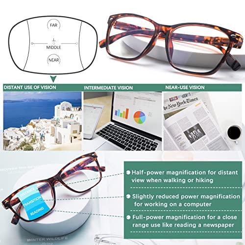 CLASAGA CLASAGA Progressive Multifocus Reading Glasses for Women, Blue Light Blocking Ladies Computer Readers with Spring Hinge (3 mix-1, 4, multiplier_x)