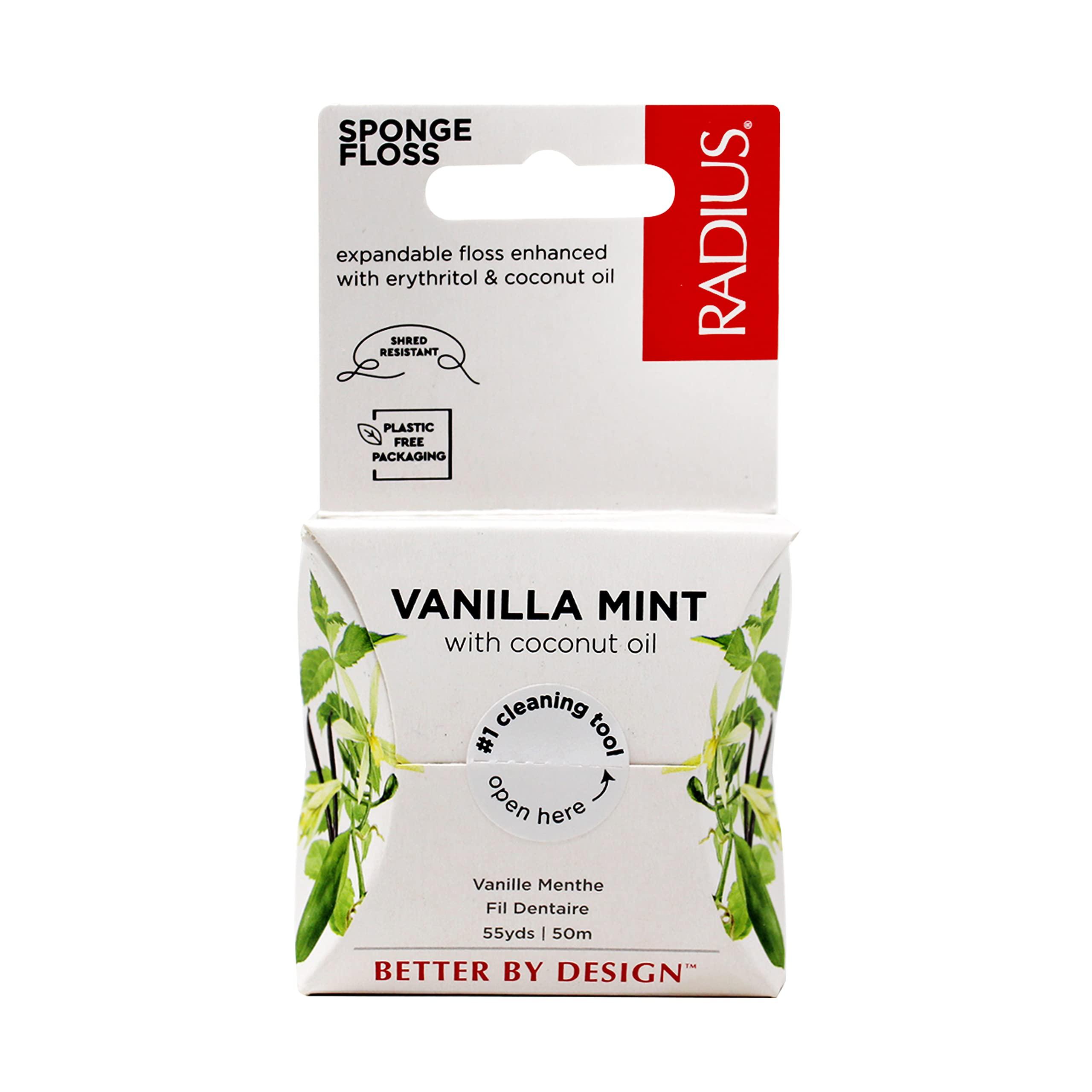 RADIUS RADIUS Vanilla Mint Dental Floss 55 Yards Vegan & Non-Toxic Oral Care Boost & Designed to Help Fight Plaque - Pack of 2