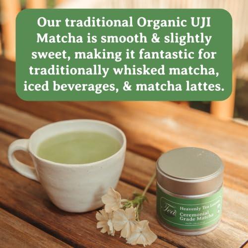 Heavenly Tea Leaves Heavenly Tea Leaves Organic Ceremonial Grade UJI Matcha Green Tea Powder, 30 g Tin - Premium High Grade Japanese Green Tea, Authentic, Sugar Free