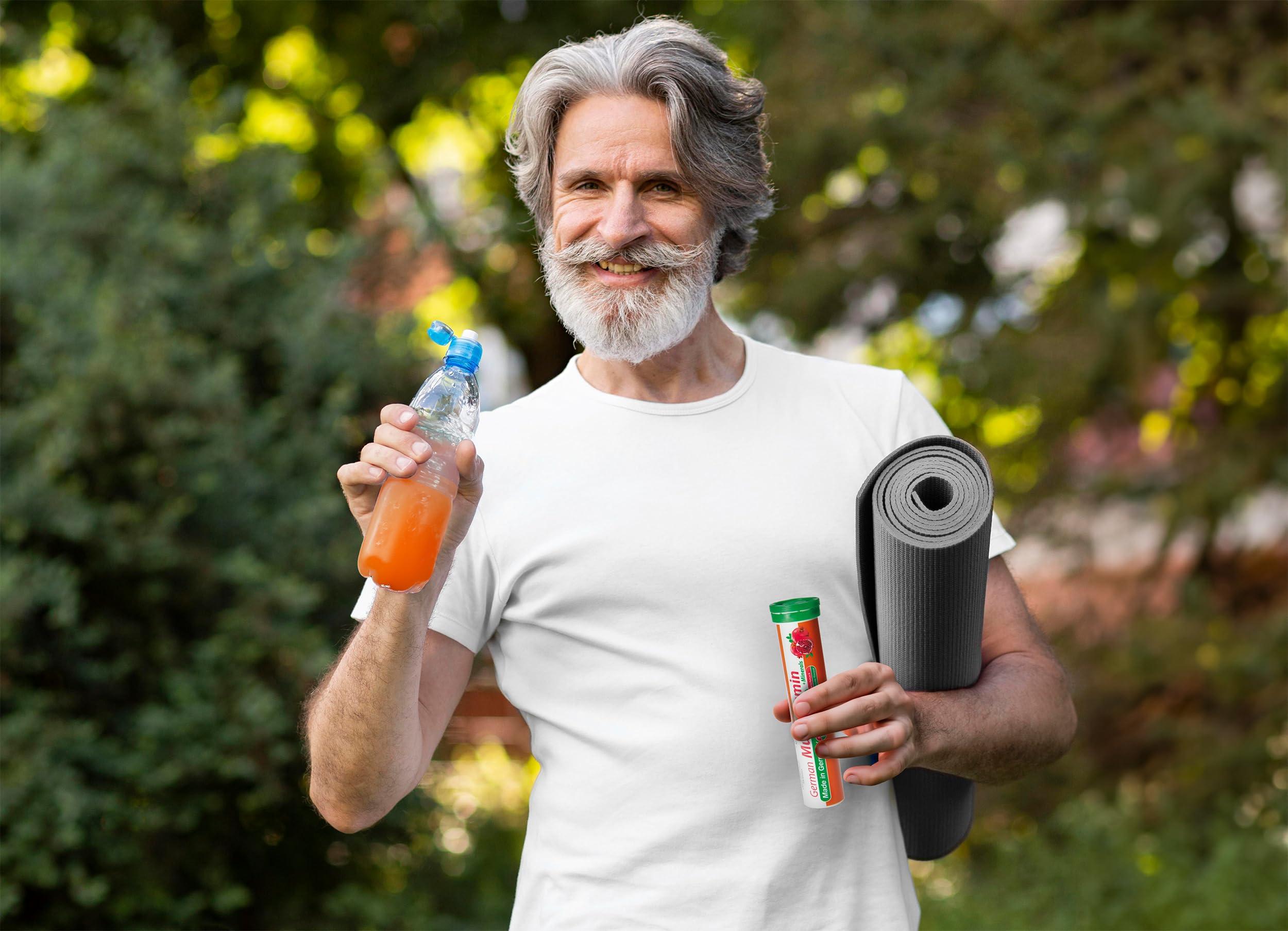 T&D T&D German Multvitamin + Minerals 10 Vitamins 2 Minerals - 40 Vegan Drink Effervescent Tablets - Pomegranate Flavor - Made in Germany