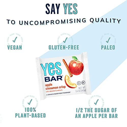 The YES Bar The YES Bar Apple Cinnamon Crisp – Plant Based Protein, Decadent Snack Bar – Vegan, Paleo, Gluten Free, Dairy Free, Low Sugar, Healthy Snack, Breakfast, Low Carb, Keto Friendly (Pack of 6)