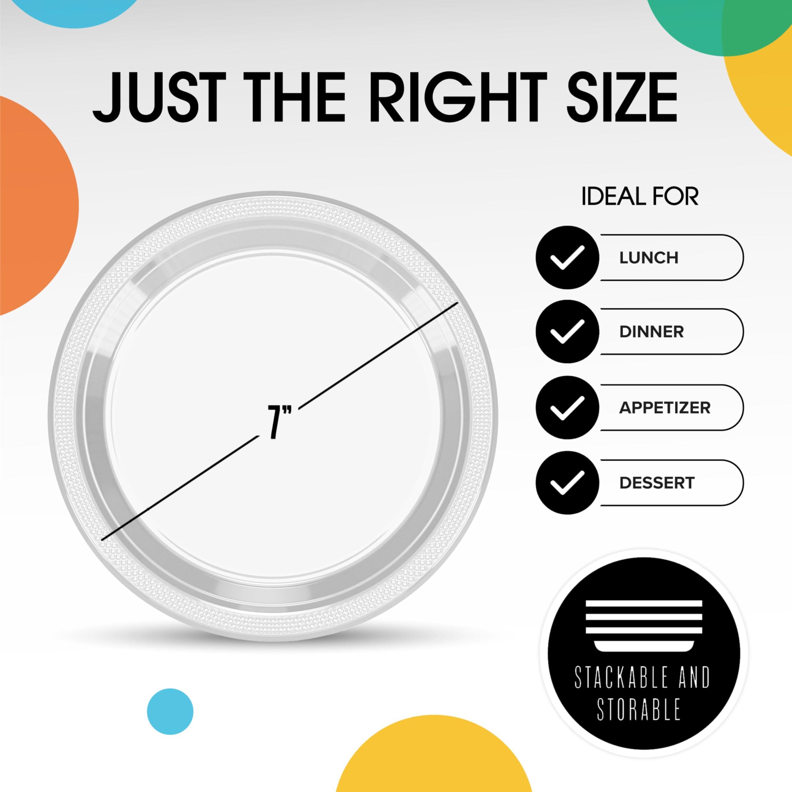 Exquisite Exquisite Clear Plastic Plates Disposable 7\" Clear Plastic Dinner Plates 50 Pcs Clear Disposable Plates Plastic Plates For Party Plates Disposable Heavy Duty 350 GSM Clear Plates For Party.