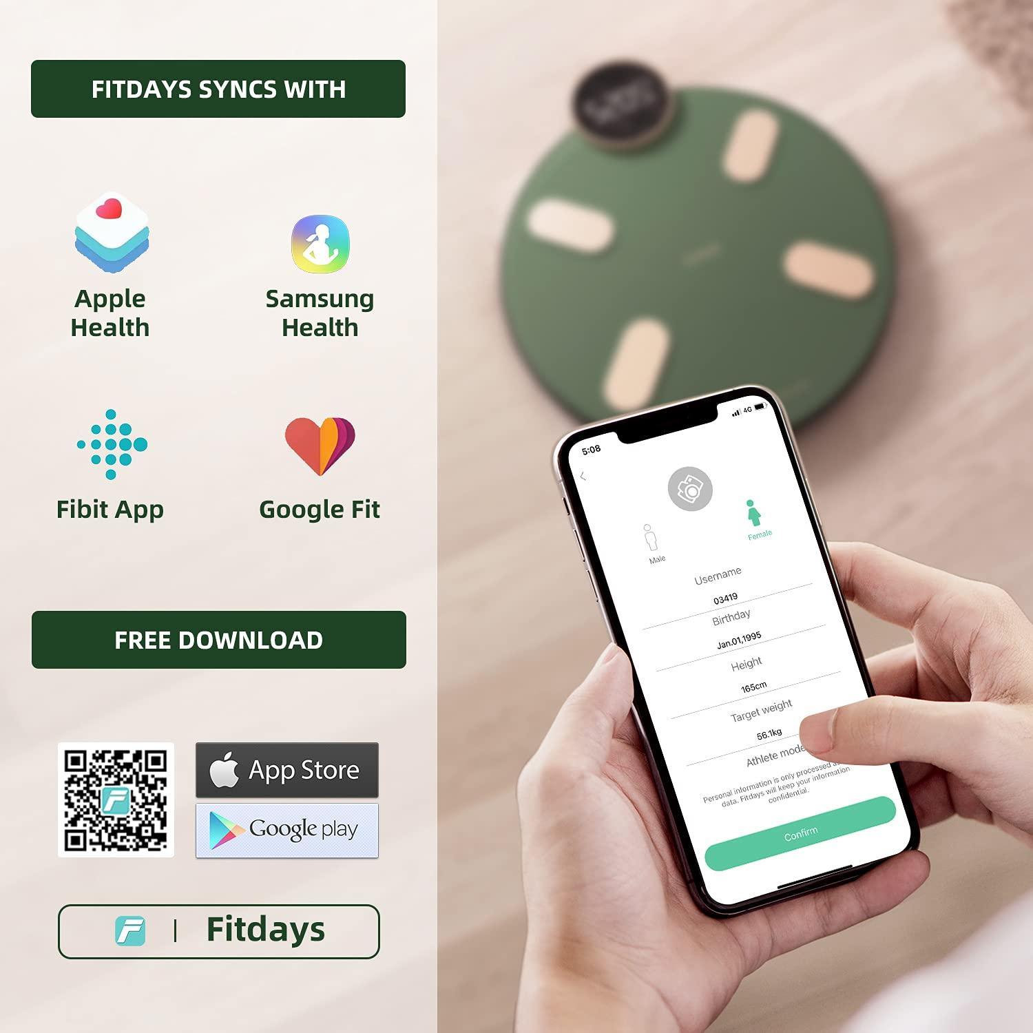 Posture Scale for Body Weight, Posture Digital Bathroom Scale Large LED Display Weight Scale, High Accurate Body Composition Analyzer with BMI with Free Smartphone APP, 400Lb,Green
