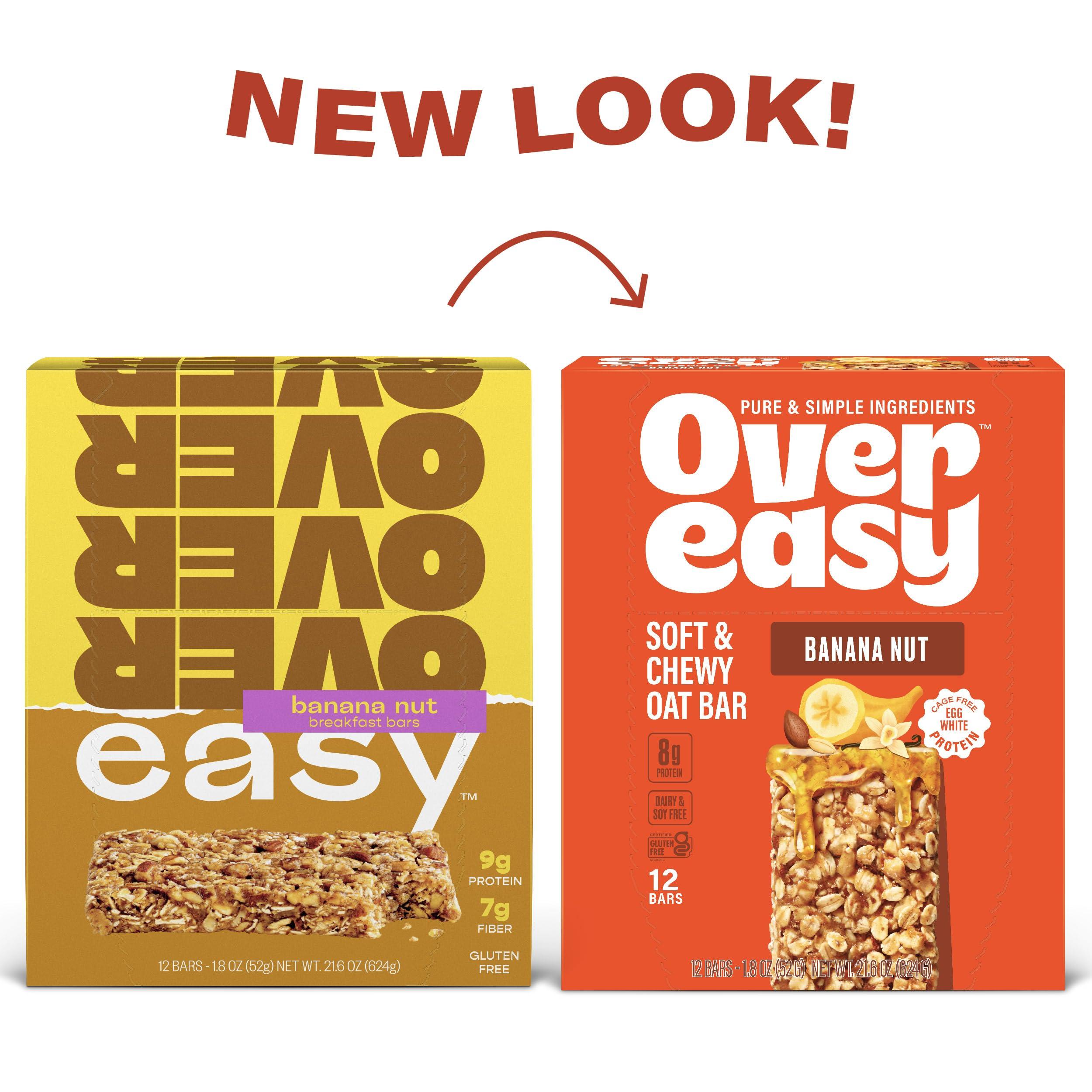 Over Easy Over Easy Soft and Chewy Granola Breakfast Bars - Granola and Protein Bars - Energy Snack Bars - Clean, Gluten Free, Dairy Free, Soy Free and Kosher (Banana Nut, 12 Count)