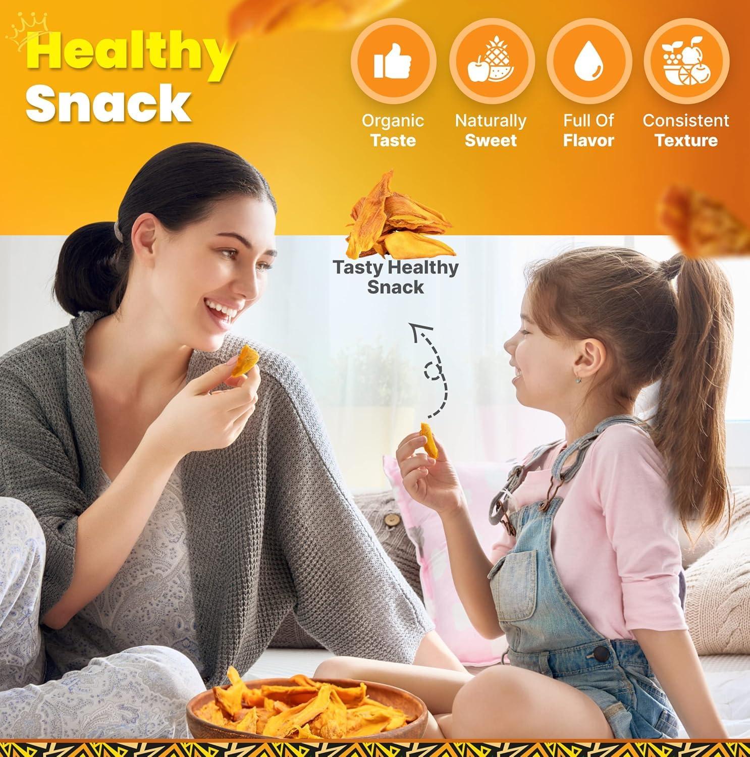 Tropicaux Reign Organic Dried Mango Slices, No Sugar Added, 16oz - All-Natural, Non-GMO, Mouth-Watering Dried Mangoes - Preservative-Free, Nutritious & Delicious Snack for Kids and Adults by Tropicaux Reign