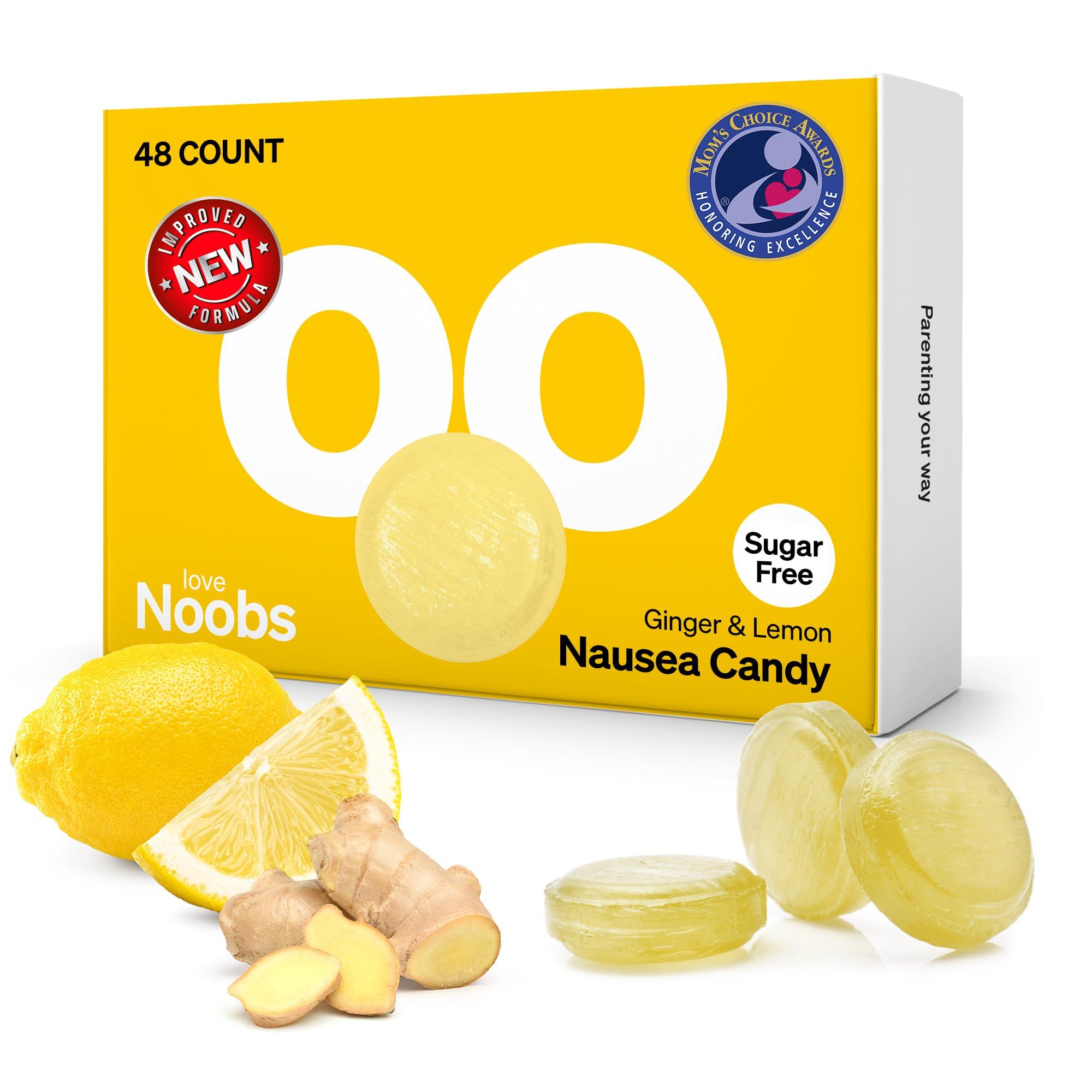 Love Noobs Lemon Ginger Candy for Nausea Pregnancy by LoveNoobs, Anti Nausea Pregnancy, Lemon Ginger Chews for Nausea, Anti Nausea Candy for Morning Sickness, Ginger Drops for Motion Sickness, Sugar-Free, B6