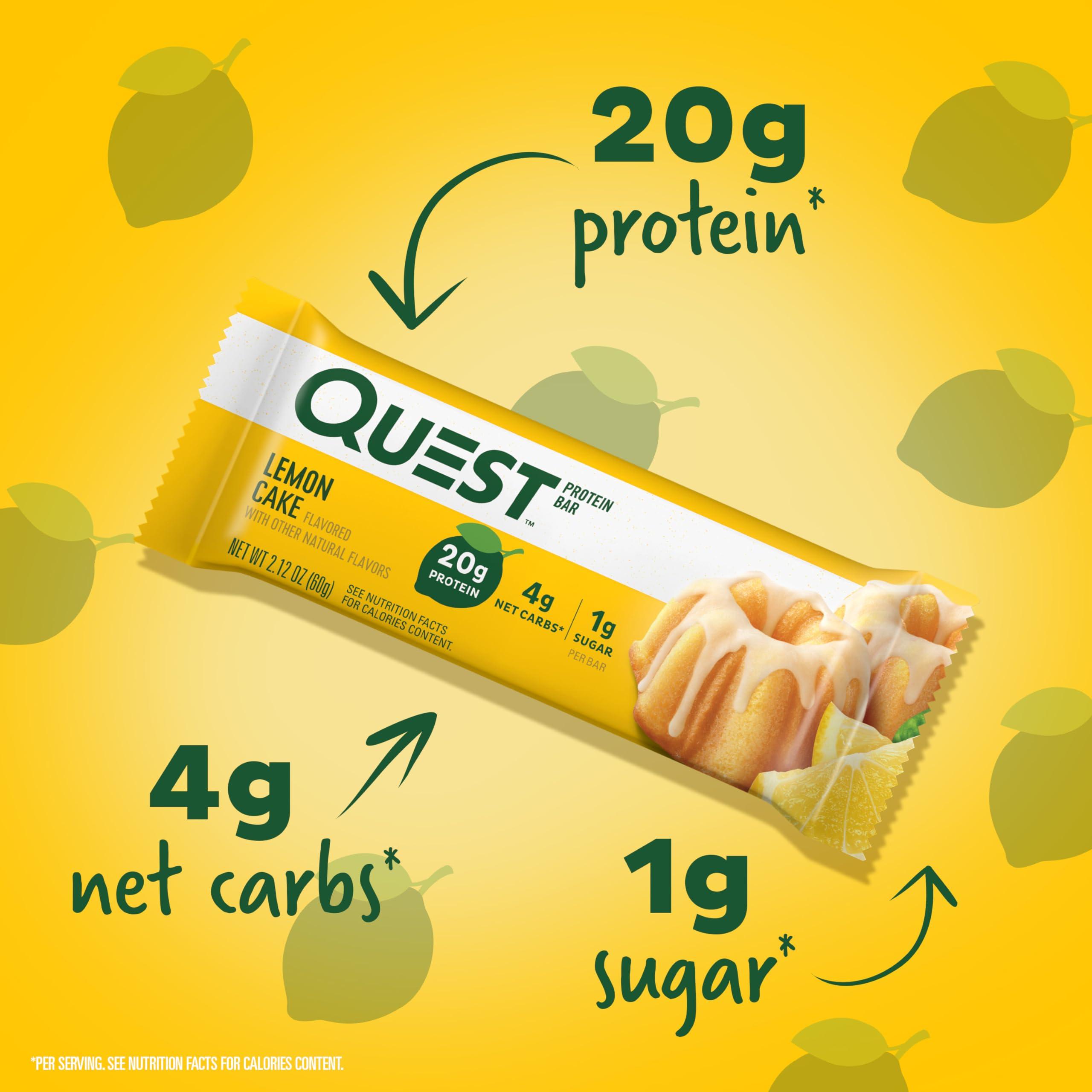 Quest Nutrition Quest Nutrition Double Chocolate Chunk Protein Bars, High Protein, Low Carb, Gluten Free & Lemon Cake Protein Bars, High Protein, Low Carb, Gluten Free, 12 Count