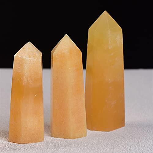 DOUPE Natural Crystal Point Orange Yellow Jade Healing Obelisk Quartz Wand Ornament for Home Decor Reiki Energy Ore Mineral Craft Gift for Meditation (Color : Random delivery, Size : 71-80 mm)