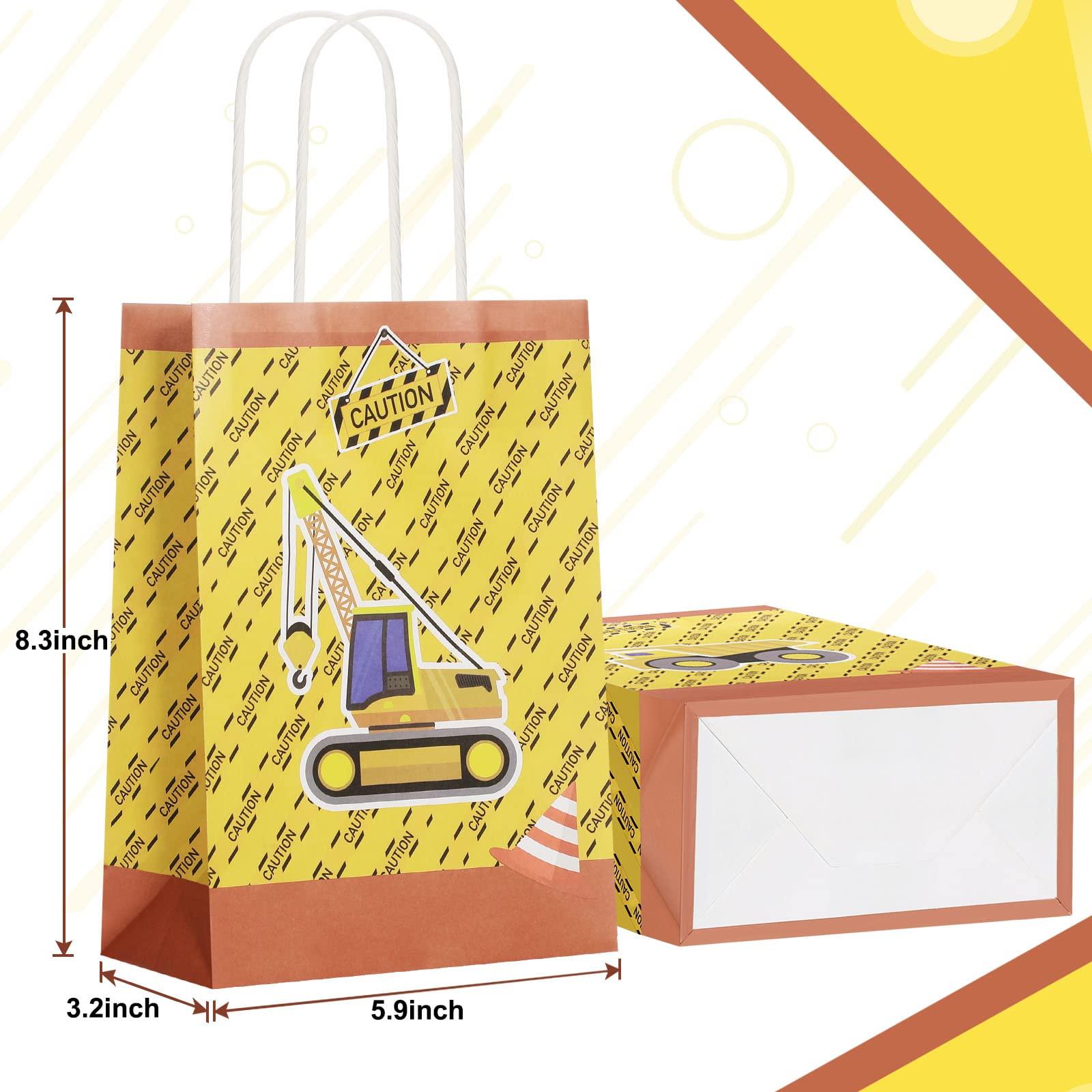Spakon 24 Packs Construction Party Favor Bag Construction Birthday Party Supplies Decoration Dump Truck Goodie Gift Bags for Kids Boy Birthday Party Baby Shower Dump Truck Party