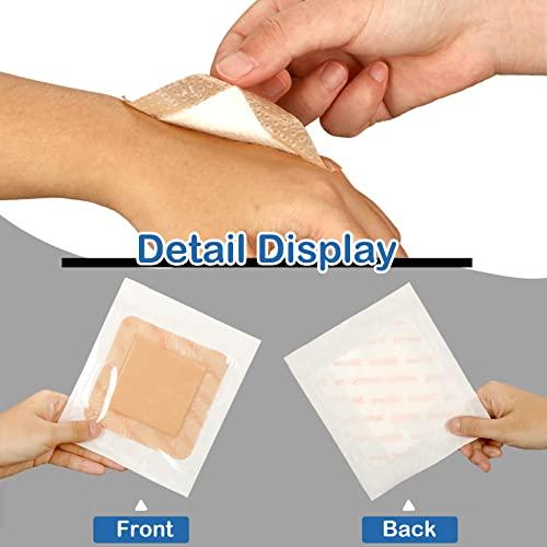 Nuanchu 15 Pieces Bordered Silicone Adhesive Foam Dressing Square Dressing with Border Adhesive Patches Shower Waterproof Patch Breathable Wound Bandage (3 x 3 Inch)