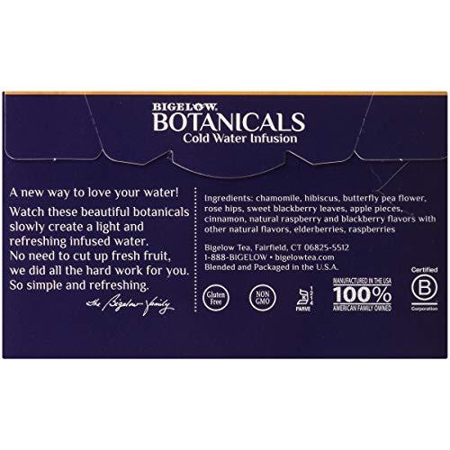 Bigelow Tea Bigelow Botanicals Cold Water Infusion Blackberry Raspberry Hibiscus Tea Bags 18 Count Box (Pack of 1), Herbal Infusion, Caffeine Free, 18 Tea Bags Total