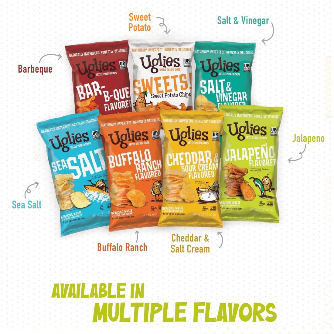 Uglies UGLIES Jalapeno Kettle-Cooked Potato Chips, Gluten-Free Snacks, Kosher-Friendly Chips, Non-GMO Snacks for Kids or Office, Lunch Snacks, Individual Snack Packs, 2 Oz. Bags, Pack of 12