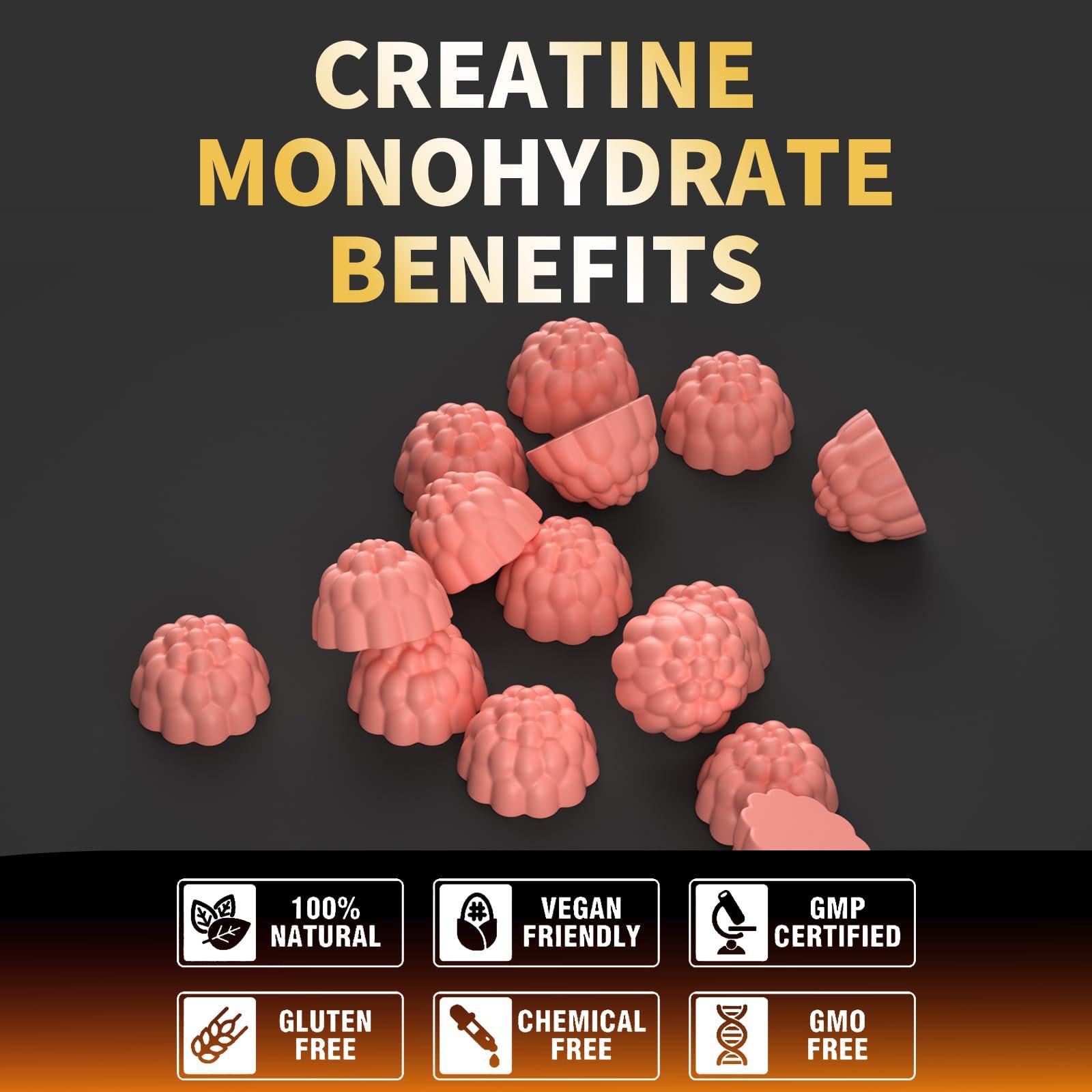 Nutravita Nutravita Creatine Monohydrate Gummies for Men & Women-5g of Creatine Monohydrate per Serving - Sugar Free,Vegan, Strawberry Flavor, 120 Count