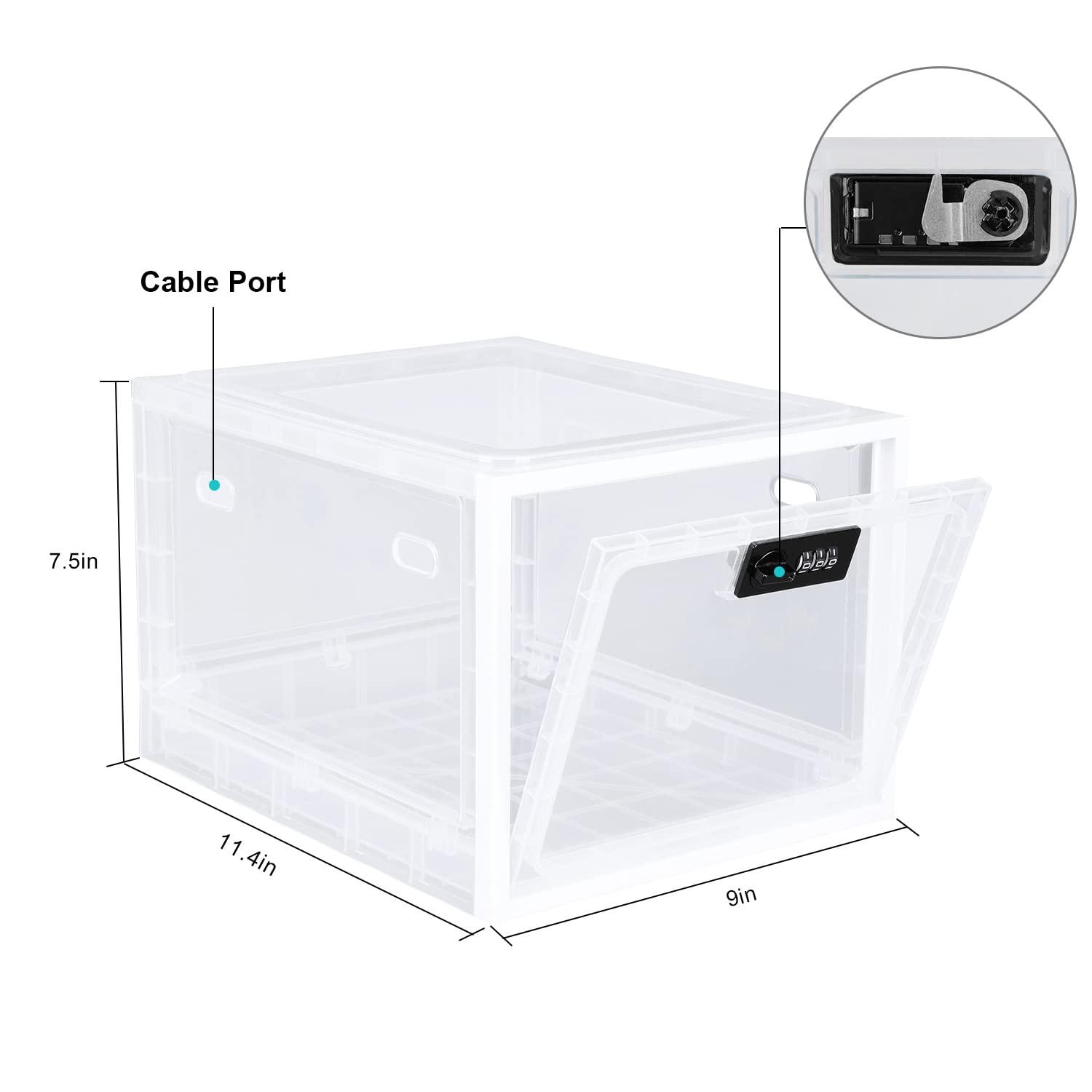 Gemaxvoled Medicine Lock Box for Safe Medication, Premium Material Lockable Storage Box Locking Organizer Bin with Combination Code for Fridge Food/Snacks/Phone/Tablet Jail/Home/Office Storage Lockers