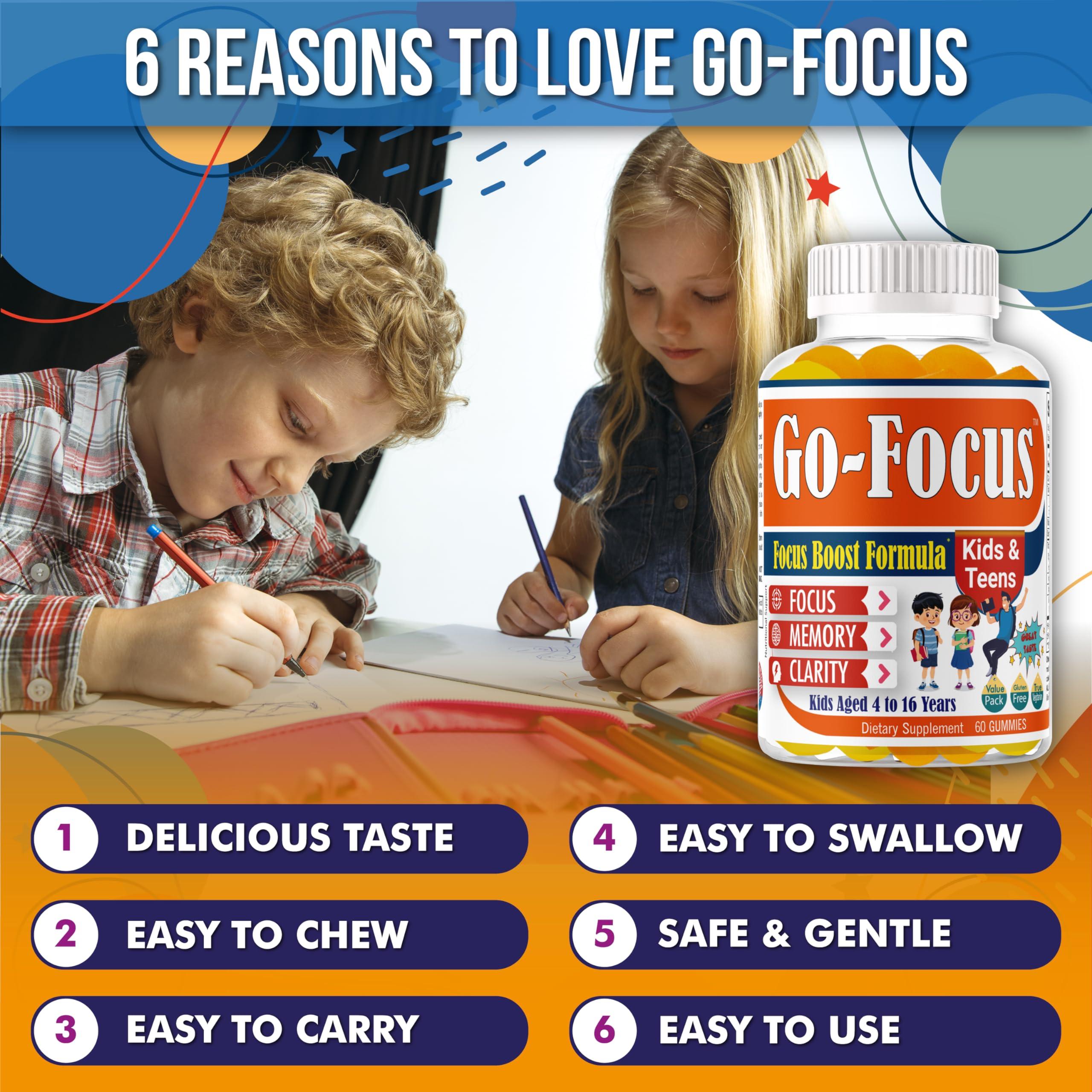 BrightKids BrightKids Brain Supplements for Memory and Focus, Omega 3 & DHA Focus Gummies for Kids, Memory Booster Focus Supplement for Kids & Teens- Low-Sugar, Natural Fruit Flavor 60 Gummies