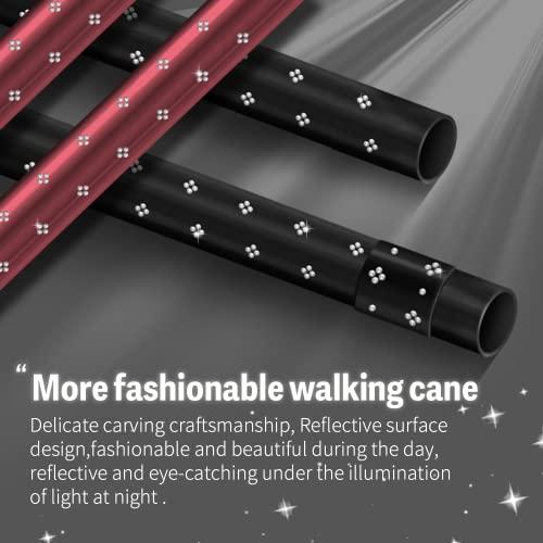 ispuoocti ispuoocti Folding Cane, Smart Alarm Foldable Cane with Light, Fashion Walking Cane for Women&Men, Adjustable Canes for Seniors, USB Direct Charging, Lightweight and Portable (Red)