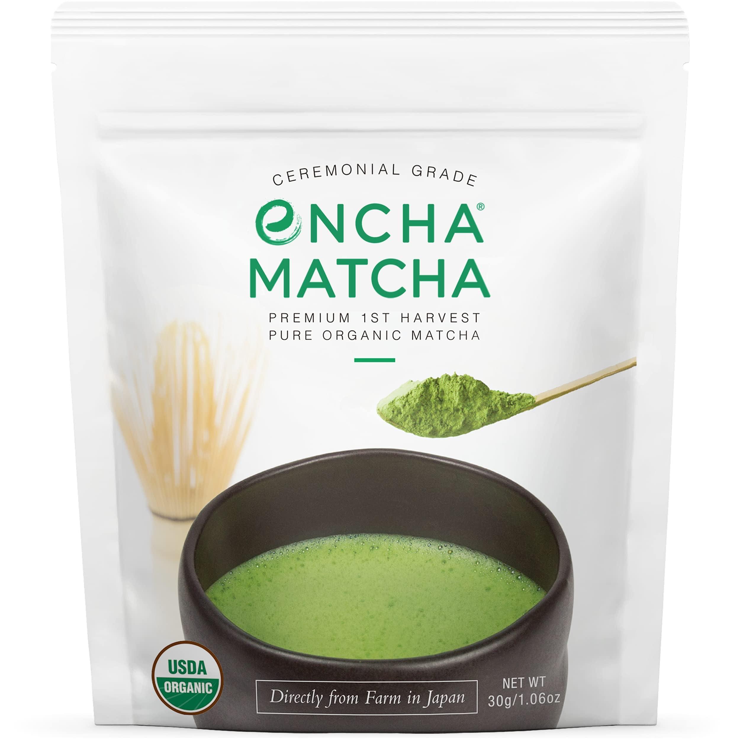 Encha Encha Ceremonial Grade Matcha Powder, Organic First Harvest Japanese Matcha Green Tea Powder, Matcha Tea From Uji, Japan (30g/1.06oz)