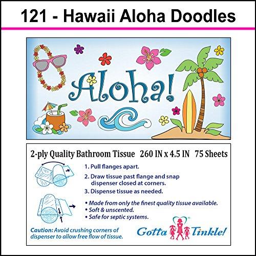 Gotta Tinkle! Premium Quality Mini Toilet Paper Rolls | Travel-Size | Convenient Plastic Dispenser | Lightweight & Compact | Travel & Vacation Designs (3-Pack) (121 Aloha)