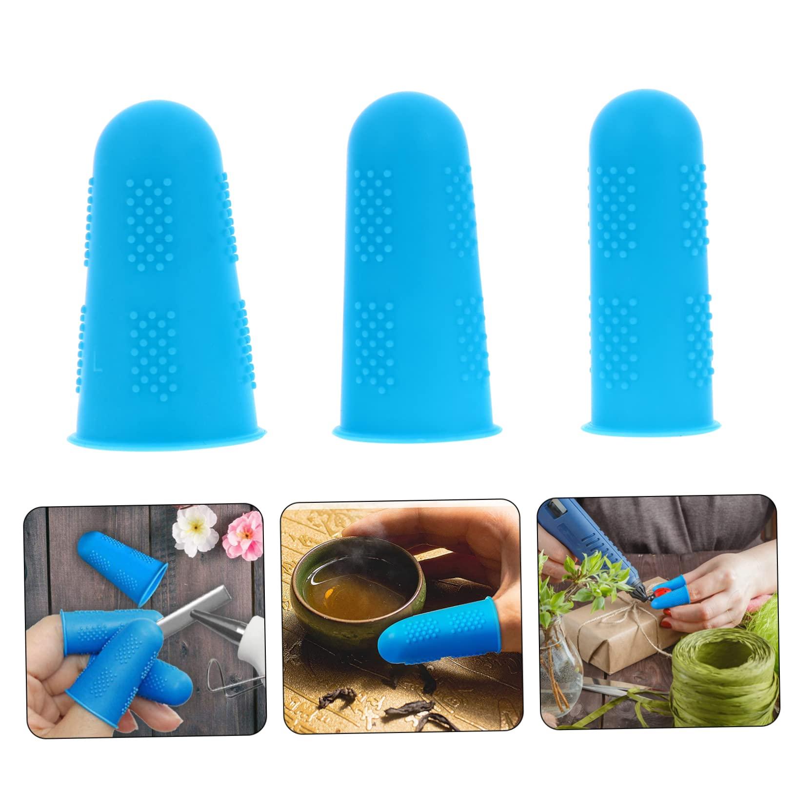 SAFIGLE 30 Pcs Finger Protector Protective Finger Tip Silicone Finger Tip Finger Caps for Hot Glue Silicone Finger Protective Cover Silicone Finger Sleeves Resistant Finger Cover