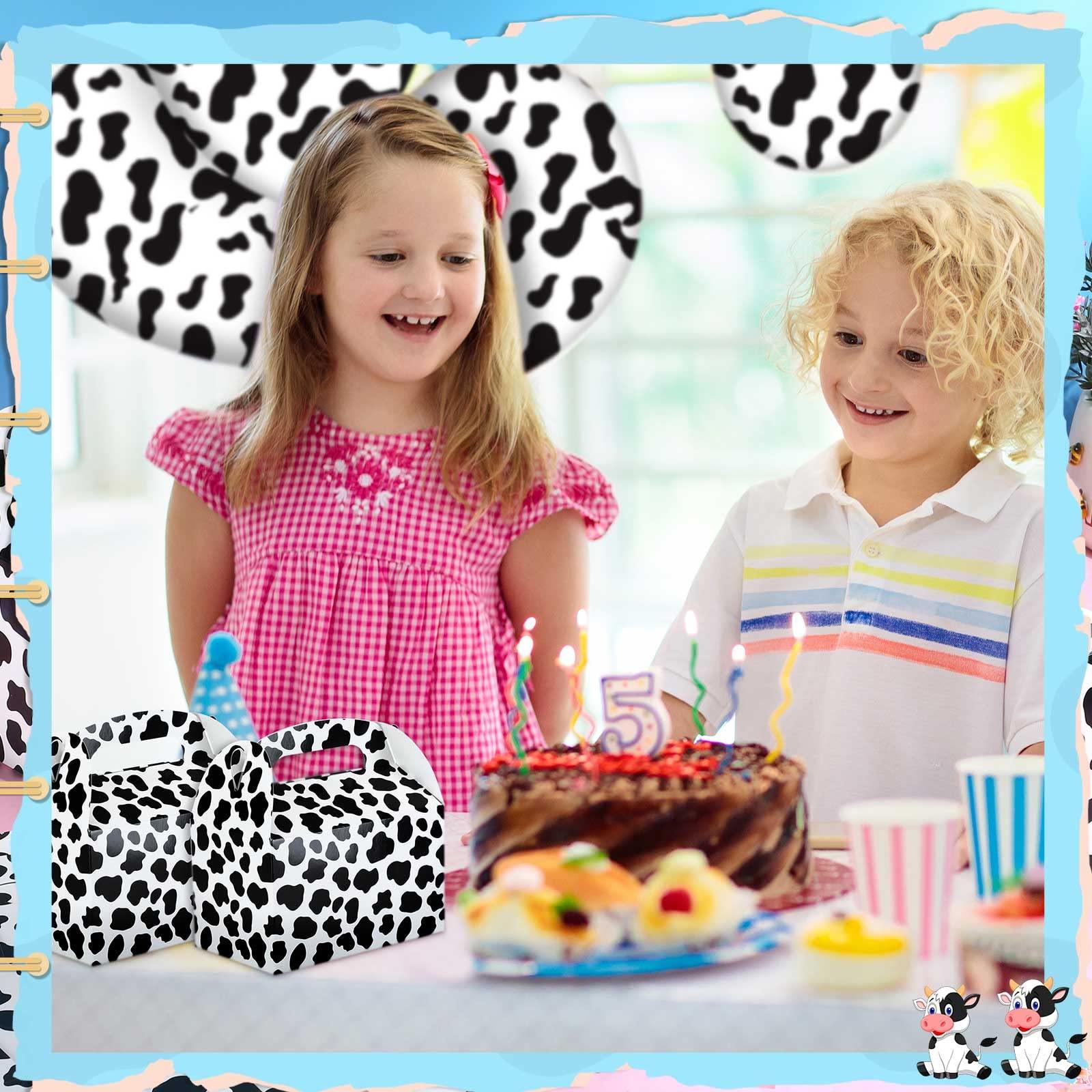 Epakh 24 Pack Cow Party Favor Treat Boxes Candy Treat Present Boxes Cow Print Gift Bags Farm Goodie Boxes for Birthday Wedding Party Supplies Decoration Baby Shower