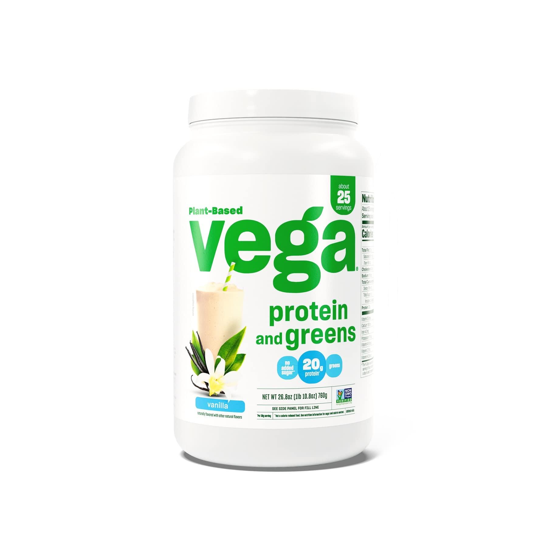 Vega Vega Organic All-in-One Vegan Protein Powder & Protein and Greens Protein Powder, Vanilla - 20g Plant Based Protein Plus Veggies