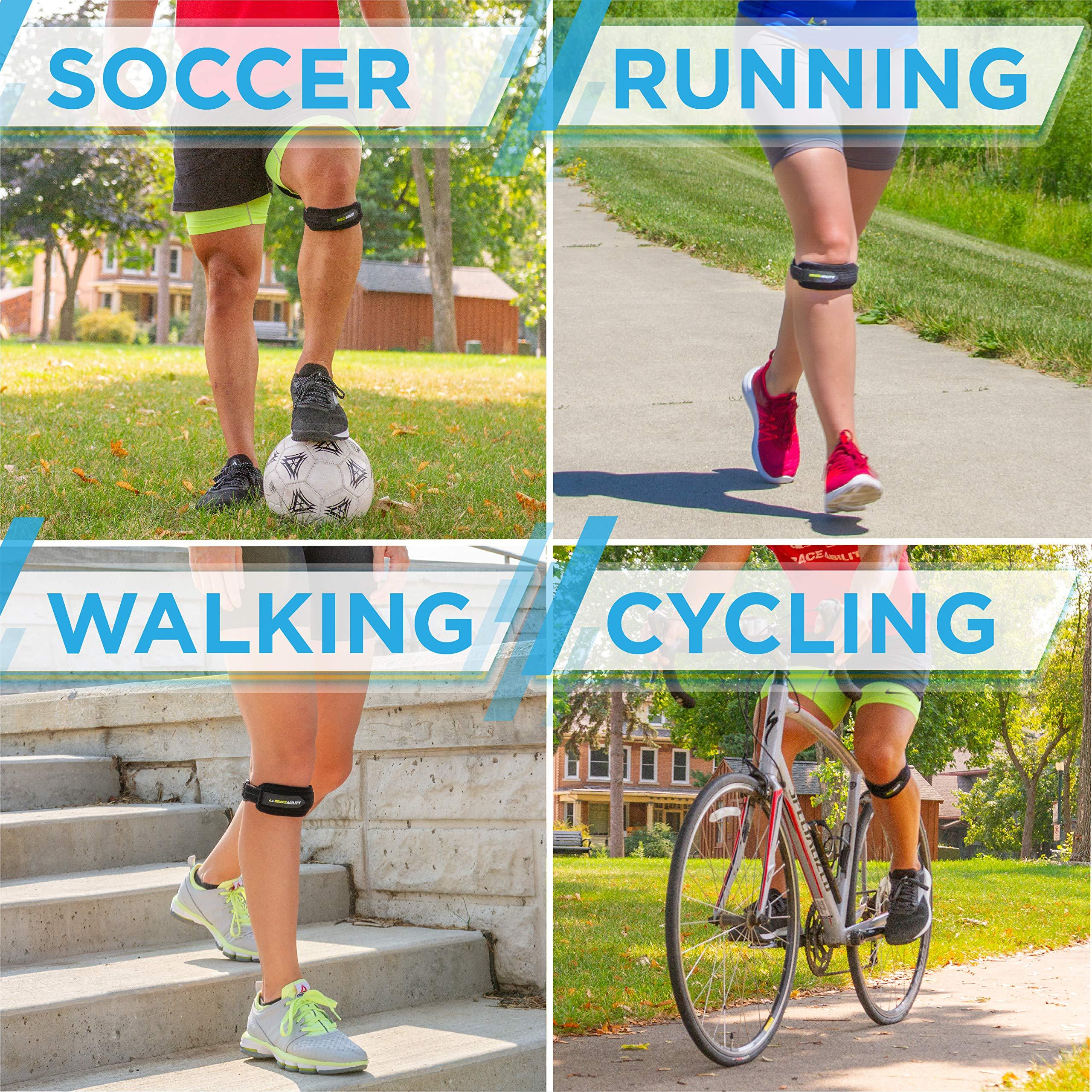 BraceAbility BraceAbility Patellar Tendon Support Strap - Knee Stabilizer Brace with Adjustable Band for Patella Tendonitis, Osgood Schlatter, Soccer, Basketball, Running, Jumper\'s Knee, Tennis, Volleyball (S)