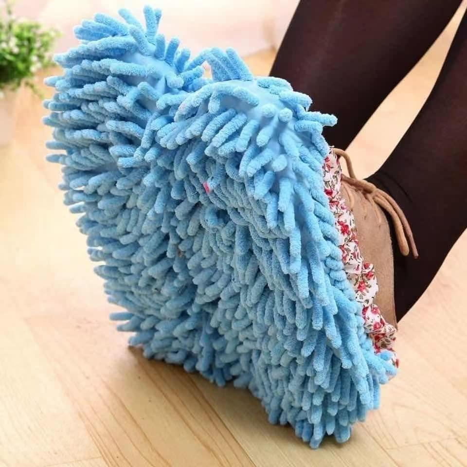 SXJART 2 Pair Microfiber Chenille Elastic Cuff Floor House Cleaning Mop Slippers Shoes