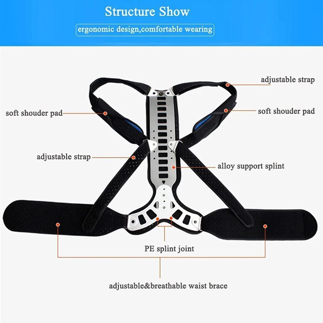 SJHY Posture Corrector Back Brace Metal Back Lumbar Support for Adults Men Women Lumbar Shoulder Posture Correction Pain Relief Back Posture (Size : Medium)