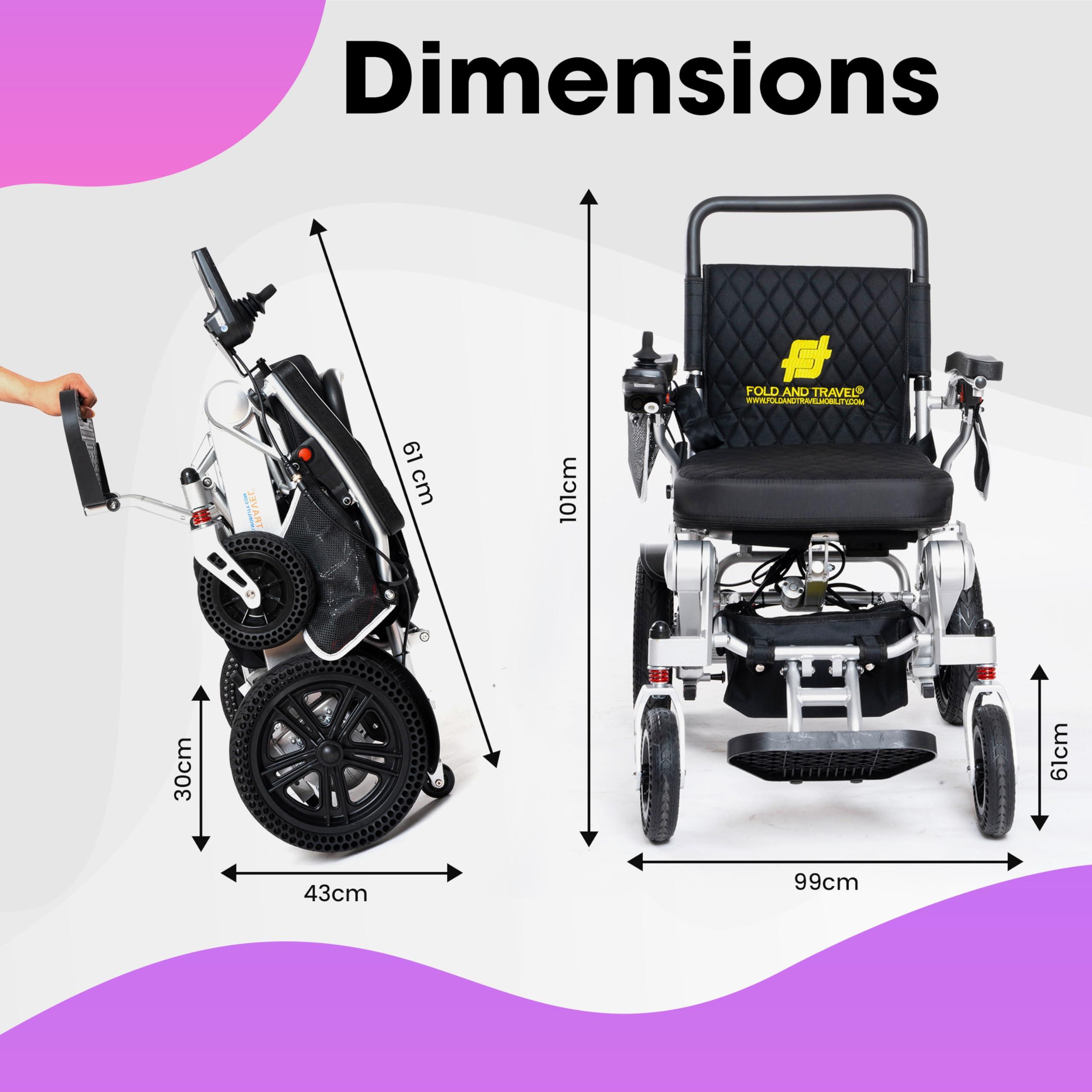 Thrive Long Range Automatic Folding Electric Wheelchair for Adults Lightweight Foldable Mobility Scooter Wheel Chair (Black Frame, Red Seat Cushions)